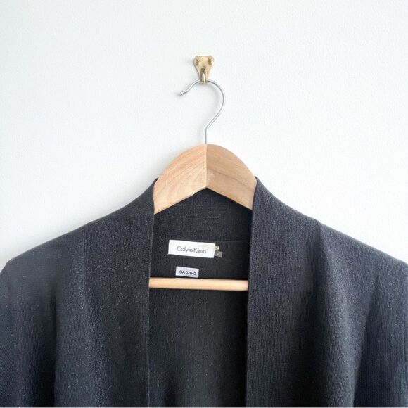 Calvin Klein Sparkle Knit Cropped Open Cardigan Black Lightweight Women's L - Picture 3 of 7